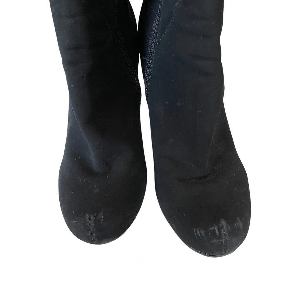 Madeline Girl Suede Thigh High Heeled Boots Black Size 7M - Picture 4 of 8